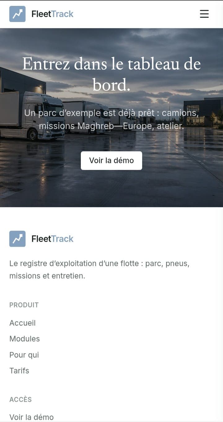 FleetTrack mobile home demo