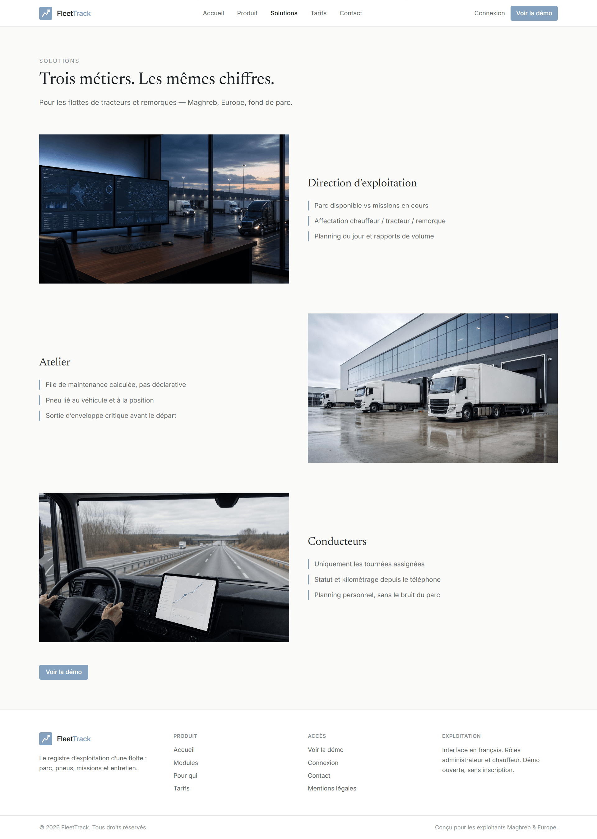 FleetTrack solutions for three roles